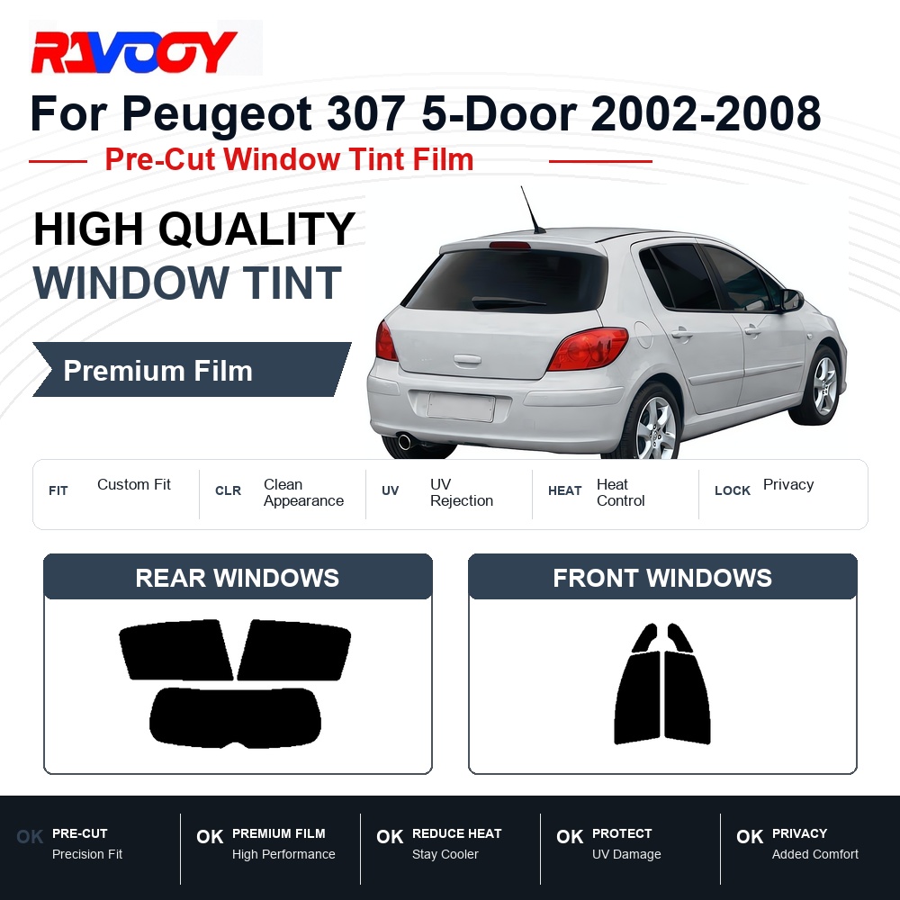 Privacy Screen Protector - Premium Pre-Cut Window Tint For Peugeot