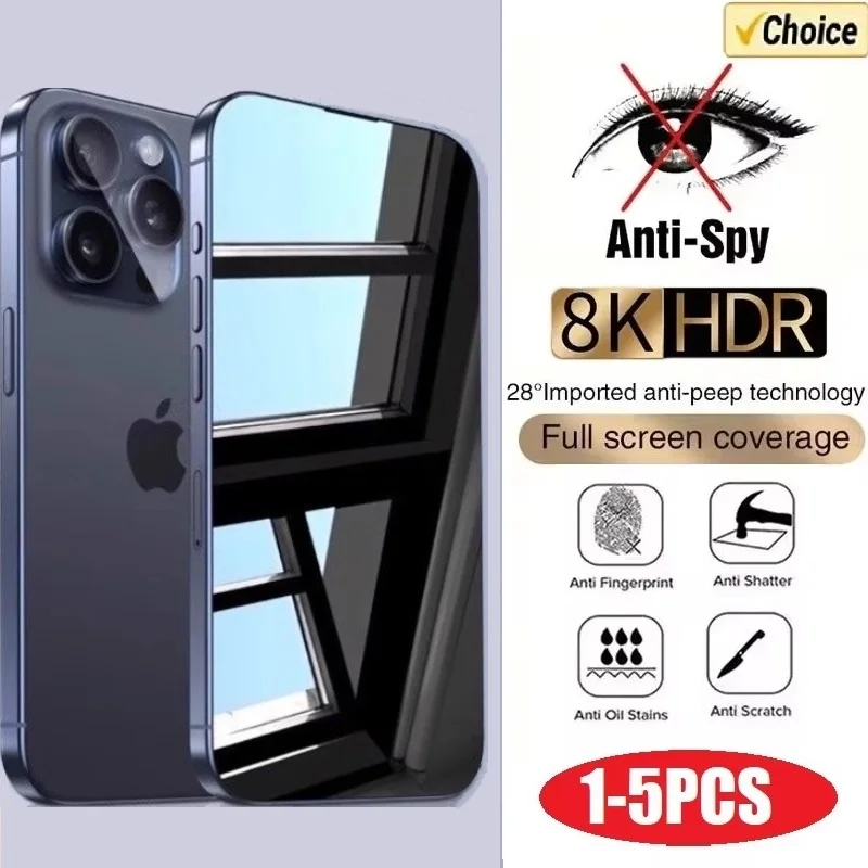 Anti Blue Light Film - 1-5PCS Anti-Spy Glass for iPhone 15