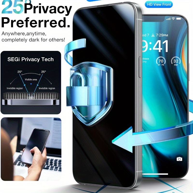 2-Pack Anti-Spy Tempered Glass - Privacy Filter 2Pack 评论和价格