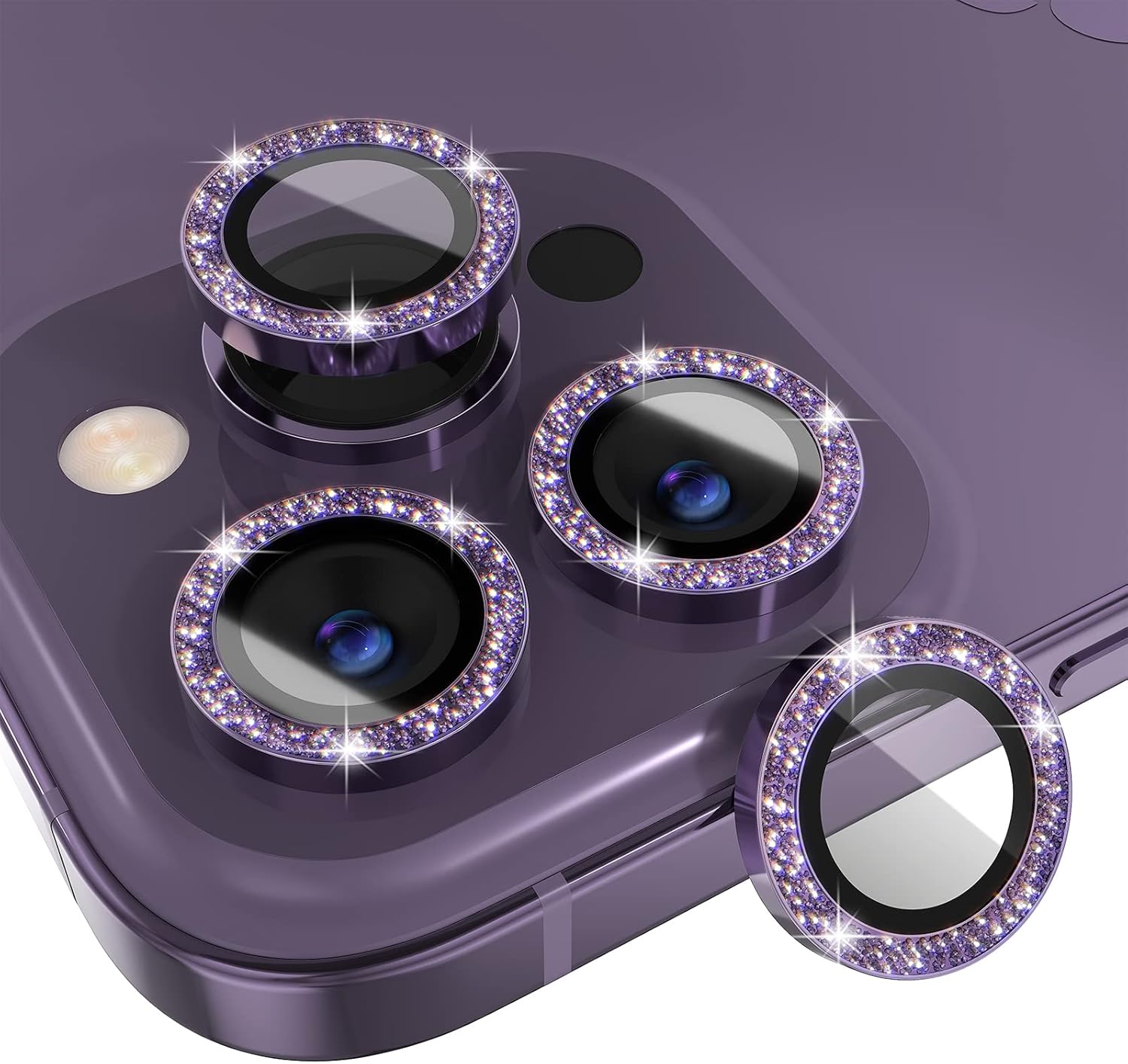 1Set Bling Glitter Purple Came - Tempered Glass Screen 9H 评论和价格