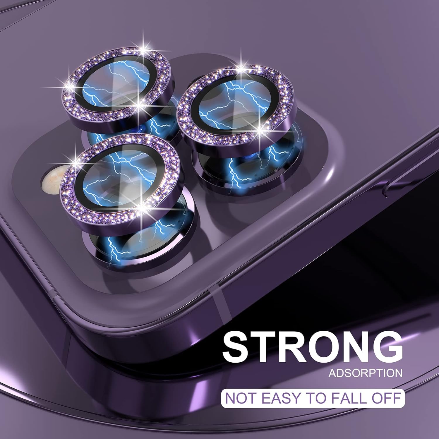 1Set Bling Glitter Purple Came - Tempered Glass Screen 9H 评论和价格