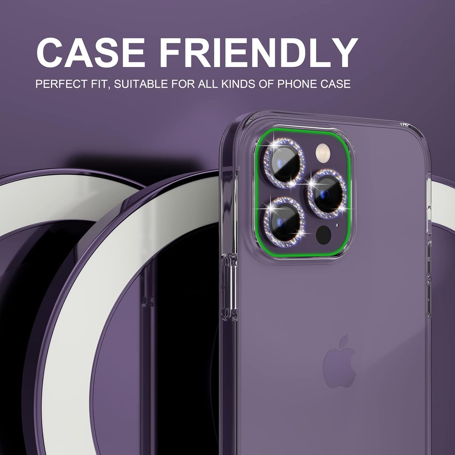 1Set Bling Glitter Purple Came - Tempered Glass Screen 9H 评论和价格