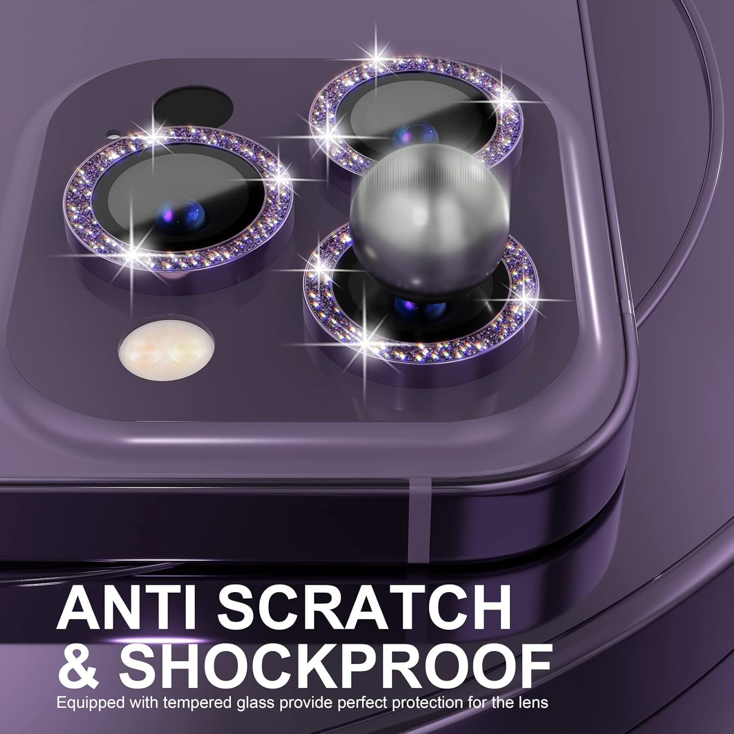 1Set Bling Glitter Purple Came - Tempered Glass Screen 9H 评论和价格